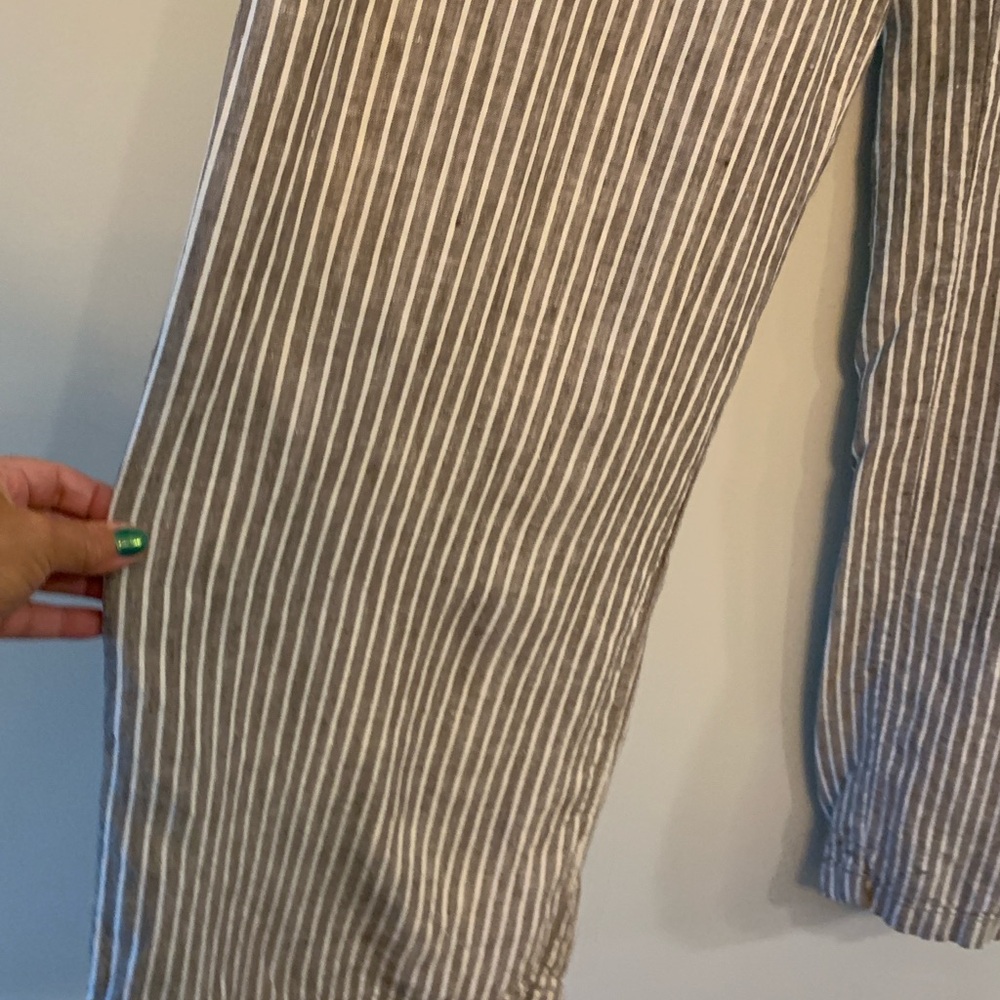 Chico's Linen Brown and White Striped Chinos - Picture 6 of 9
